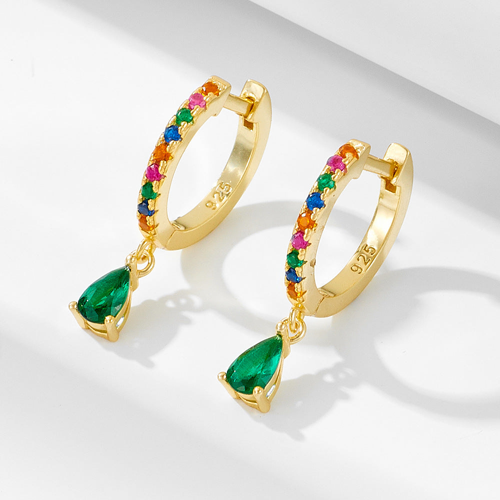 pendientes de plata de ley multicolores mujer