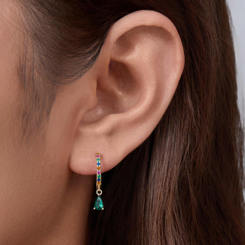 aretes de plata de ley multicolres