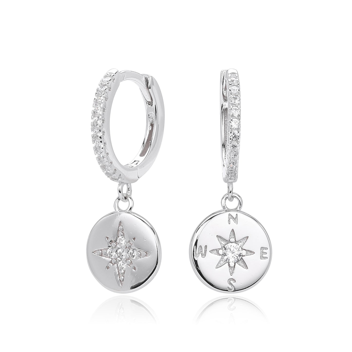 Pendientes de estrella de ocho puntas plata de ley