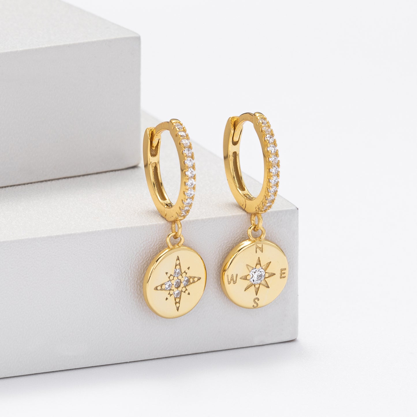 Pendientes de estrella de ocho puntas plata de ley