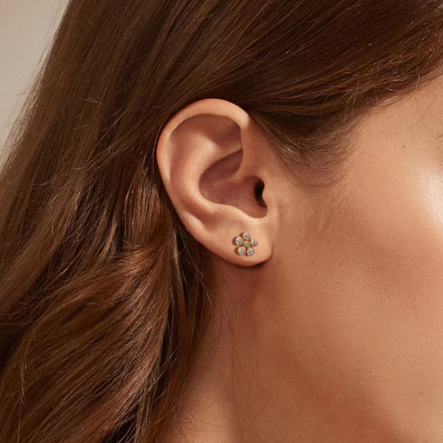 pendientes plata de ley en forma de flor de circonitas
