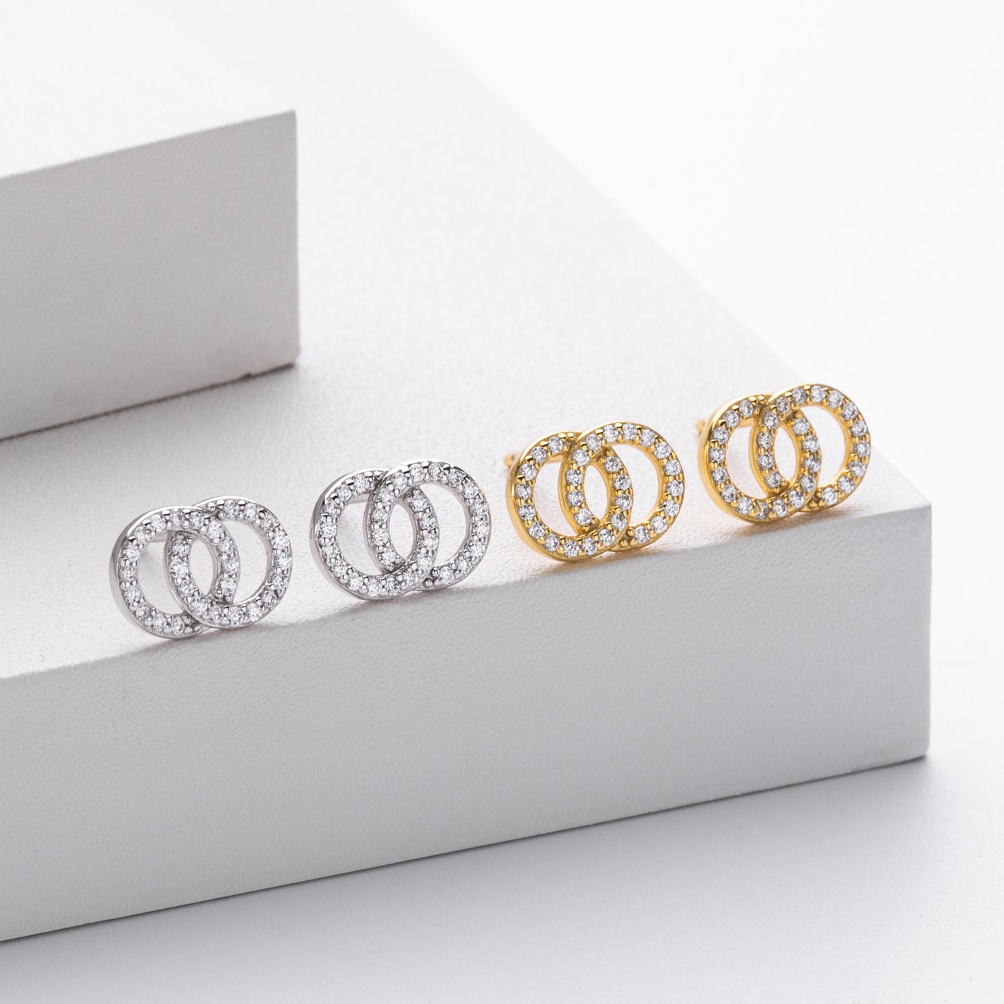 mini pendientes de circonitas infinity plata de ley